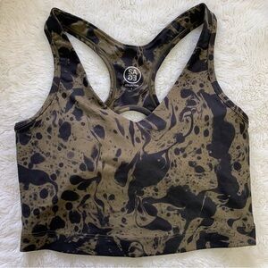 SAGE Collective Women's Green/Black Sport Bra Size Small